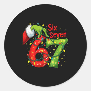 67 Christmas 6 7 Meme Pajamas Holiday Gen Alpha Sl Classic Round Sticker