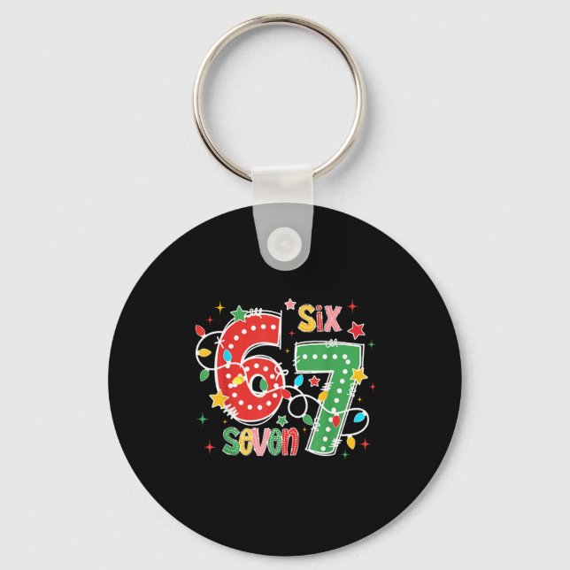 67 Christmas 6 7 Meme Pajamas Holiday Gen Alpha Sl Keychain (Front)