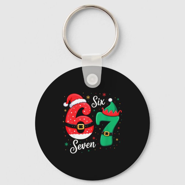 67 Christmas 6 7 Meme Pajamas Holiday Gen Alpha Sl Keychain (Front)