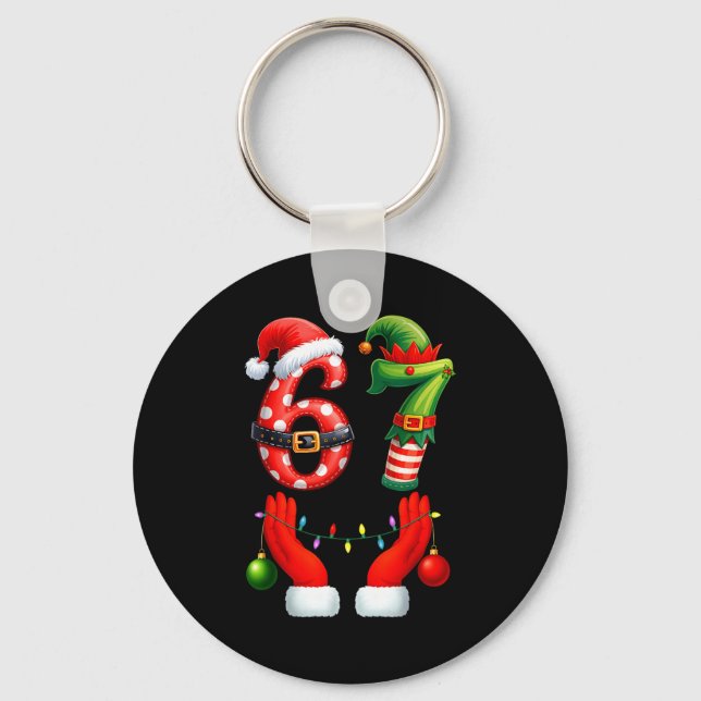 67 Christmas 6 7 Meme Pajamas Holiday Gen Alpha Sl Keychain (Front)