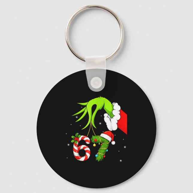 67 Christmas 6 7 Meme Pajamas Holiday Gen Alpha Sl Keychain (Front)