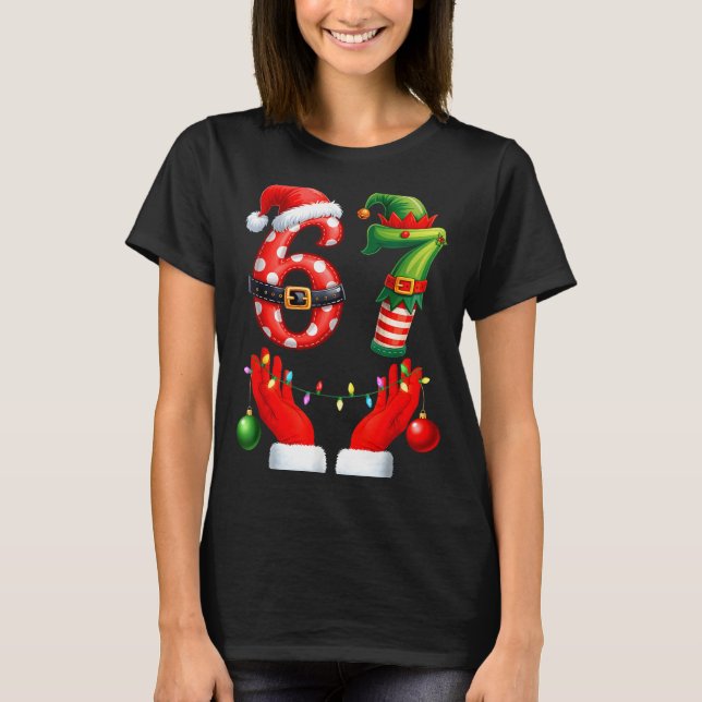 67 Christmas 6 7 Meme Pajamas Holiday Gen Alpha Sl T-Shirt (Front)