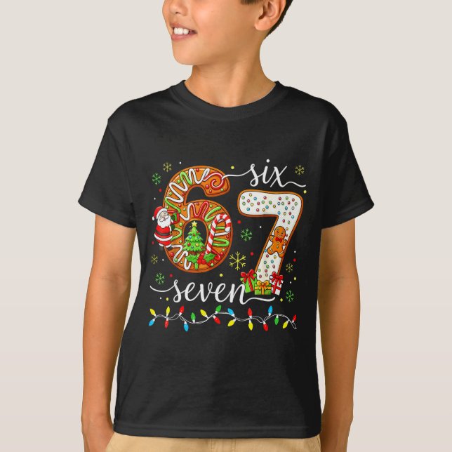 67 Christmas 6 7 Meme Pajamas Holiday Gen Alpha Sl T-Shirt (Front)