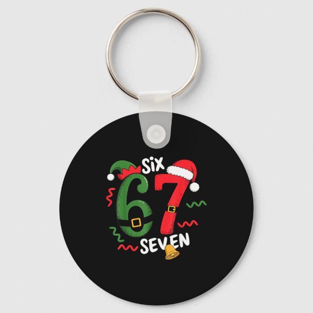 67 Christmas 6 7 Meme Six Seven Xmas  Keychain (Front)