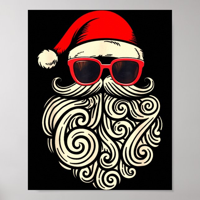 67 Christmas 6 7 Santa Six Seven Meme Christmas Bo Poster (Front)
