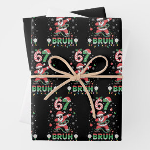 67 Christmas Bruh 6 7 Funny Meme Santa Dabbing Wrapping Paper Sheets