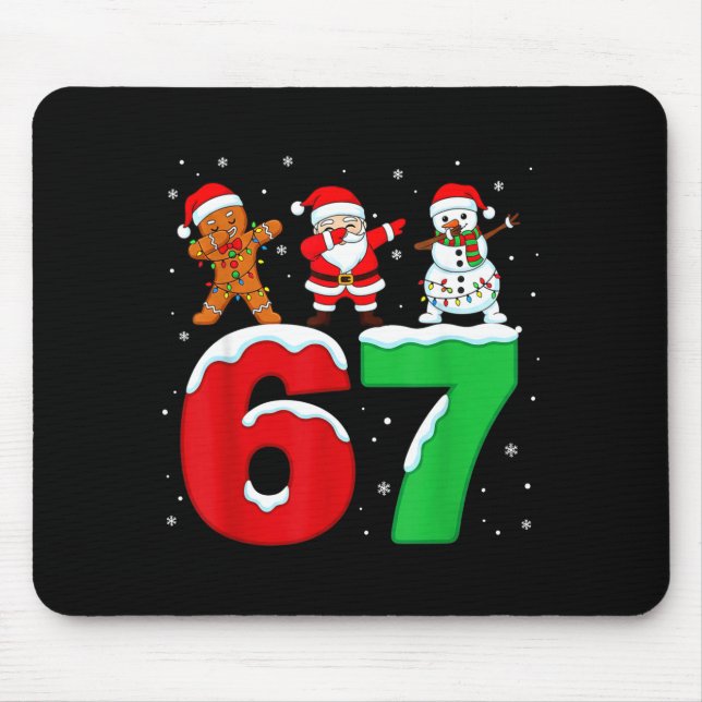 67 Christmas Dabbing Santa Snowman Funny Six Seven Mouse Pad (Front)