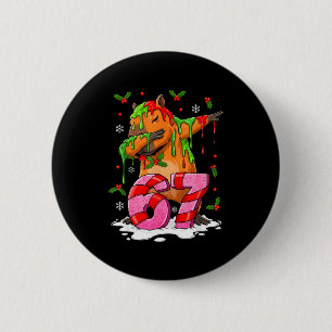67 Christmas Funny 67 Brainrot Youth Kids Capybara Button