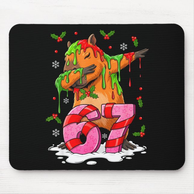 67 Christmas Funny 67 Brainrot Youth Kids Capybara Mouse Pad (Front)