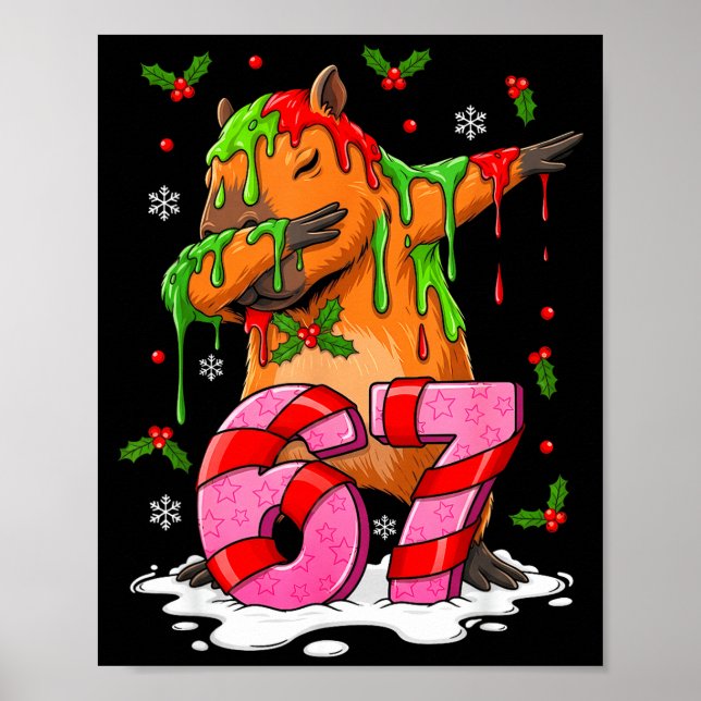67 Christmas Funny 67 Brainrot Youth Kids Capybara Poster (Front)