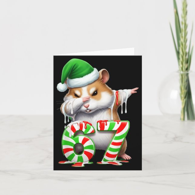 67 Christmas Funny 67 Brainrot Youth Kids Hamster  Card (Front)