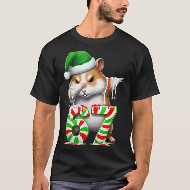 67 Christmas Funny 67 Brainrot Youth Kids Hamster  T-Shirt (Front)
