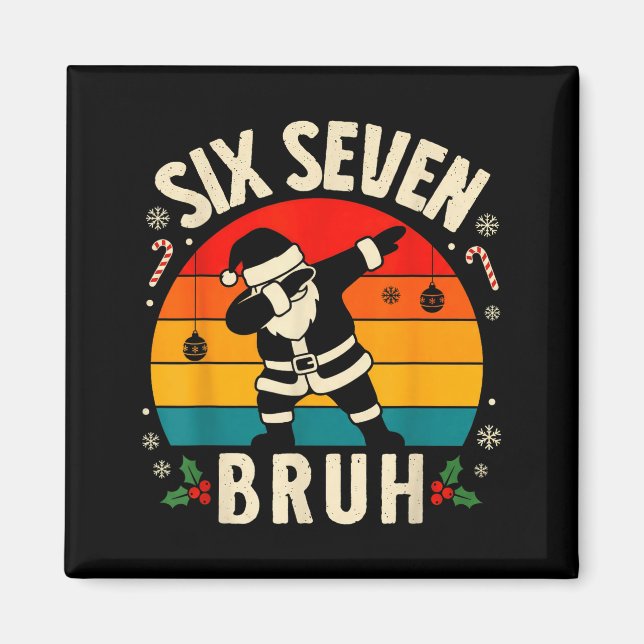 67 Christmas Funny 67 Meme Youth Kids Dabbing Sant Magnet (Front)