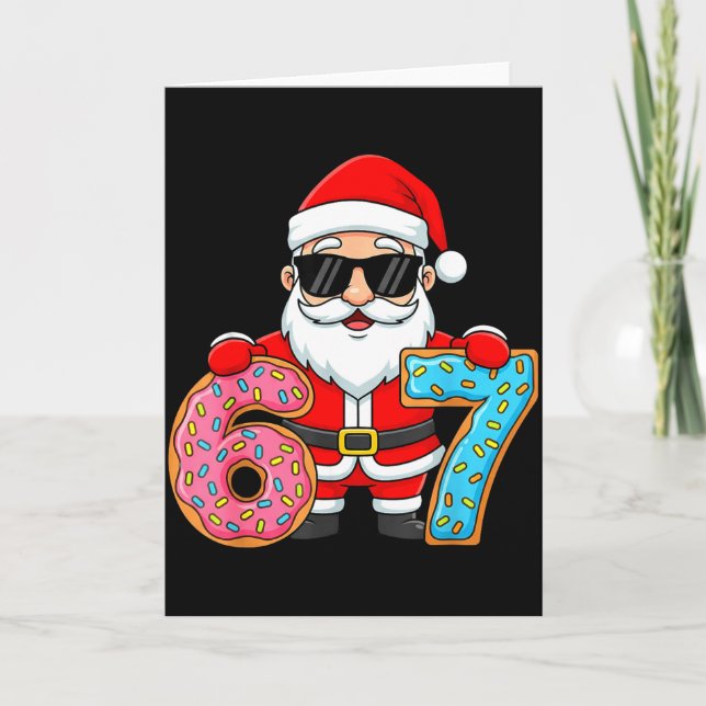 67 Christmas Funny 67 Meme Youth Kids Santa 67  Card (Front)
