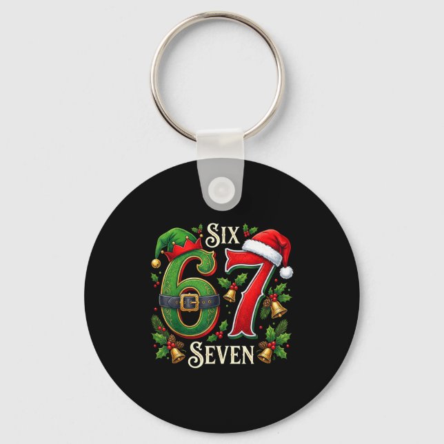 67 Christmas Funny 6 7 Meme Six Seven Xmas Boys Ki Keychain (Front)