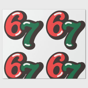 67 Christmas Funny Red & Green Wrapping Paper