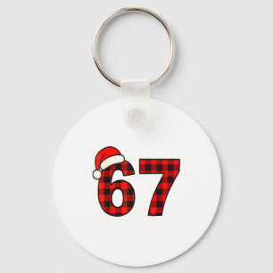 67 Christmas Funny Six Seven Meme Brainrot Plaid S Keychain