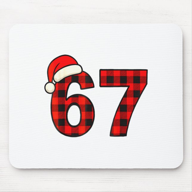 67 Christmas Funny Six Seven Meme Brainrot Plaid S Mouse Pad (Front)