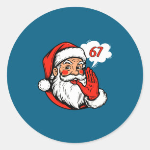 67 Christmas Funny Six Seven Meme Brainrot Santa C Classic Round Sticker