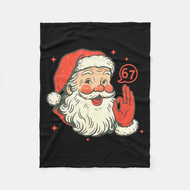 67 Christmas Funny Six Seven Meme Brainrot Santa C Fleece Blanket (Front)