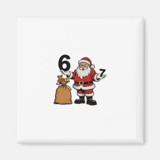67 Christmas Funny Six Seven Meme Brainrot Santa C Magnet (Front)