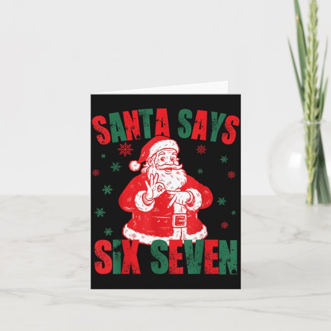 67 Christmas Funny Six Seven Meme Brainrot Santa K Card (Front)