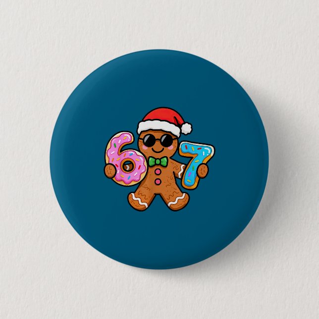 67 Christmas Gingerbread Six Seven Meme Gen Alpha  Button (Front)