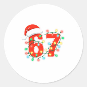 67 Christmas Lights Meme Saying 6 7 Costume Xmas L Classic Round Sticker