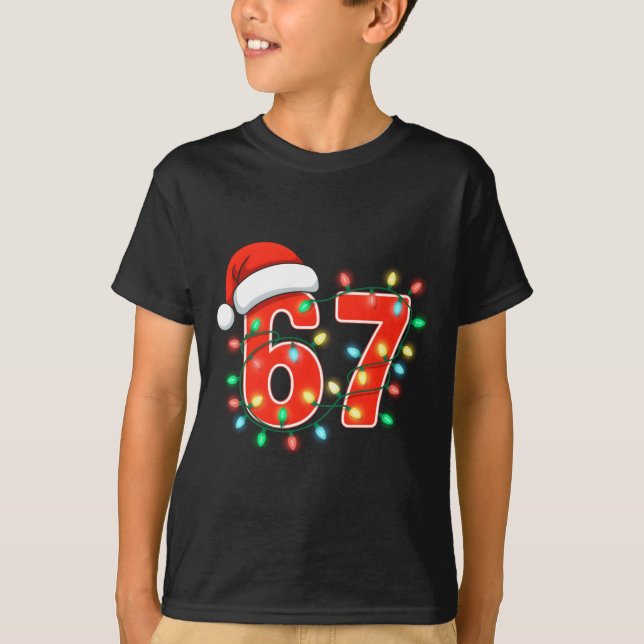 67 Christmas Lights Meme Saying 6 7 Costume Xmas L T-Shirt (Front)