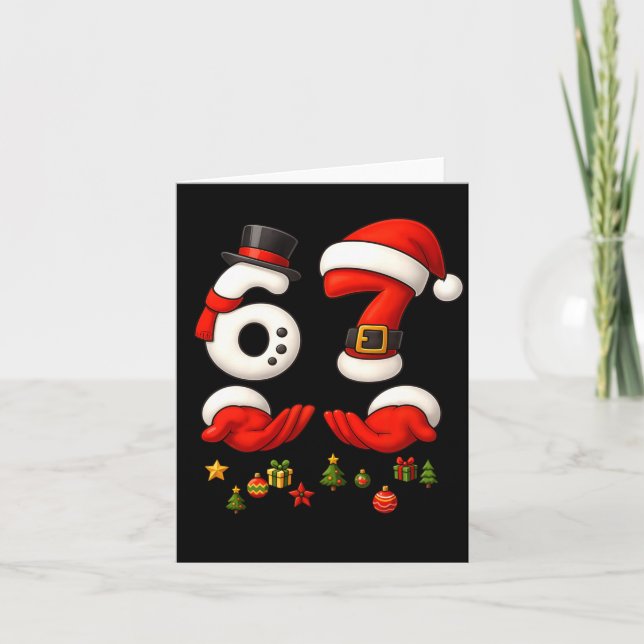 67 Christmas Meme Funny 6 7 Hands Gen Alpha Slang  Card (Front)