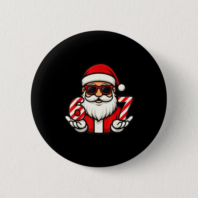 67 Christmas Meme Six Funny Santa  Button (Front)