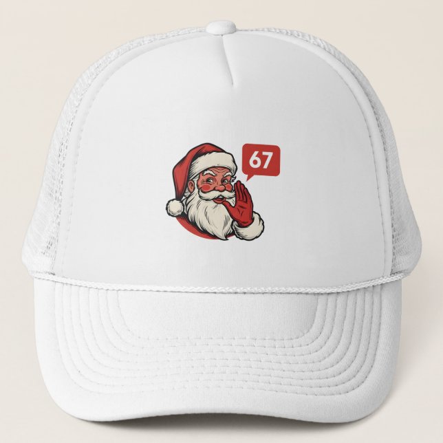 67 Christmas Merry Six Seven Brainrot Santa Claus Trucker Hat (Front)