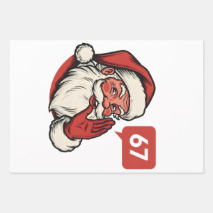 67 Christmas Merry Six Seven Brainrot Santa Claus Wrapping Paper Sheets