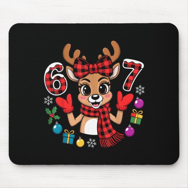 67 Christmas Outfit Women Meme Reindeer Six Seven  Mouse Pad (Front)