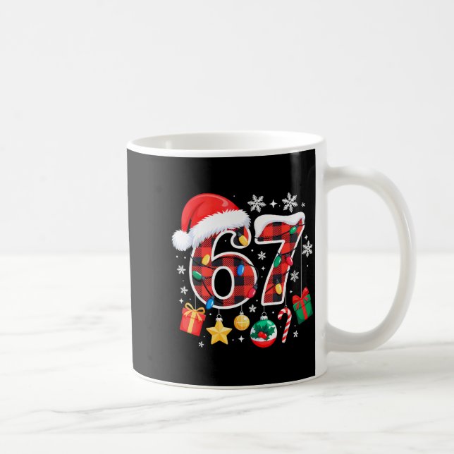 67 Christmas Red Plaid 6 7 Six Seven Boys Christma Coffee Mug (Right)