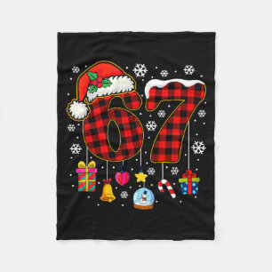 67 Christmas Red Plaid 6 7 Six Seven Boys Christma Fleece Blanket
