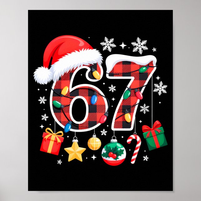 67 Christmas Red Plaid 6 7 Six Seven Boys Christma Poster (Front)