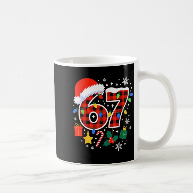 67 Christmas Red Plaid 6 7 Six Seven Boys  Coffee Mug (Right)