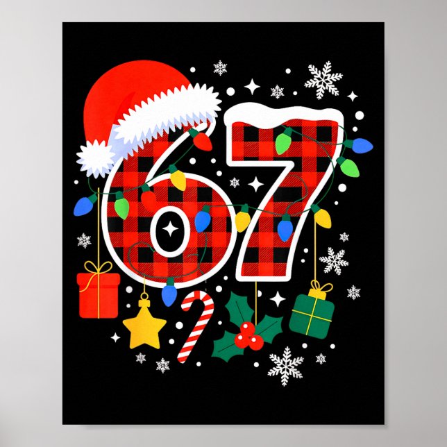 67 Christmas Red Plaid 6 7 Six Seven Boys  Poster (Front)