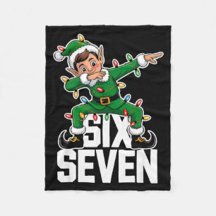 67 Christmas Six Seven 6 7 Meme Funny Dabbing Elf  Fleece Blanket