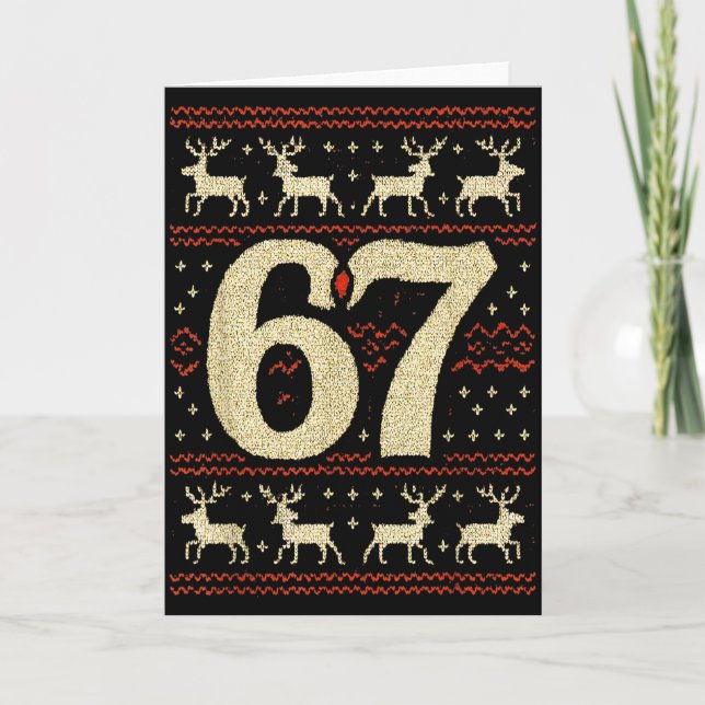 67 Christmas Sweater Ugly 6 7 Meme Six Seven Mason Card (Front)