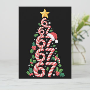 67 Christmas Tree Candy Cane Holiday Six Seven  Card