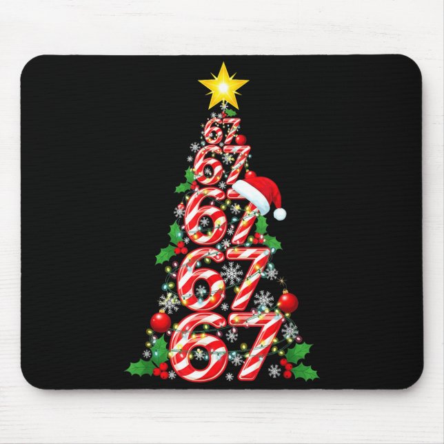 67 Christmas Tree Candy Cane Holiday Six Seven Mem Mouse Pad (Front)