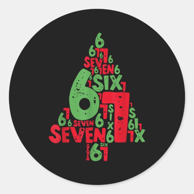 67 Christmas Tree Holiday Six Seven Meme Brainrot  Classic Round Sticker (Front)