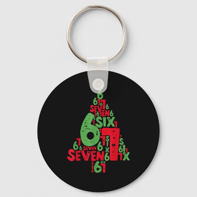 67 Christmas Tree Holiday Six Seven Meme Brainrot  Keychain (Front)