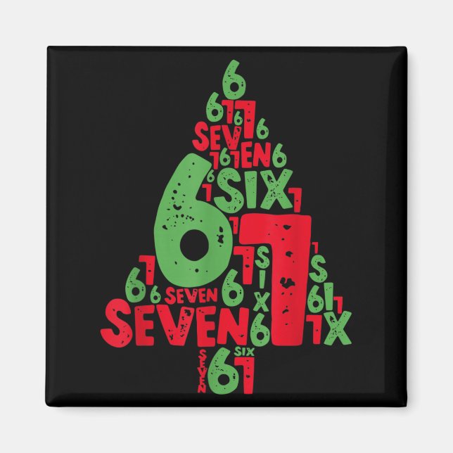 67 Christmas Tree Holiday Six Seven Meme Brainrot  Magnet (Front)