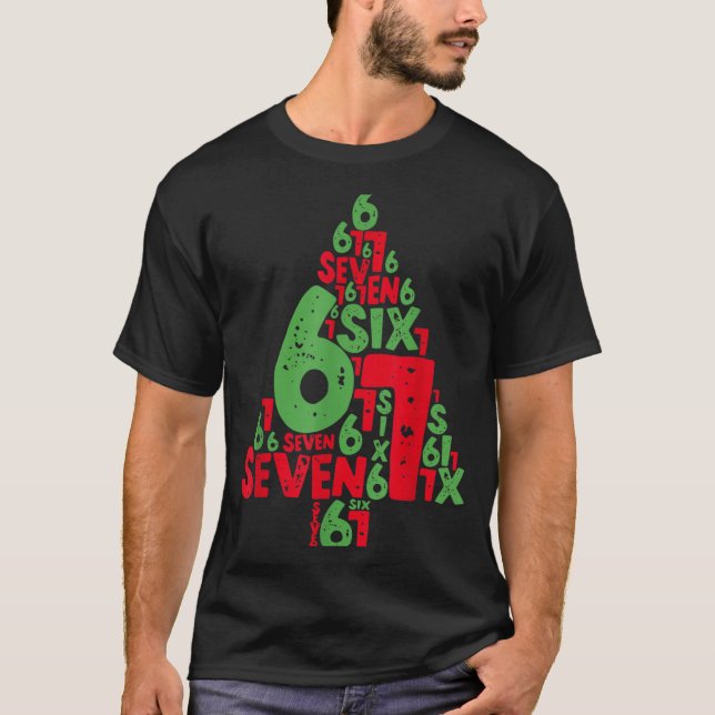 67 Christmas Tree Holiday Six Seven Meme Brainrot  T-Shirt (Front)