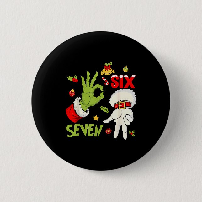 67 Christmas Trending Meme Saying 6 7 Meme Costume Button (Front)