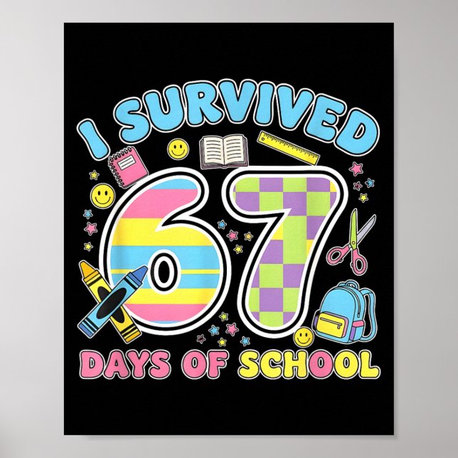 67 Clroom Milestone Cute Pastel Kids Humor  Poster (Front)