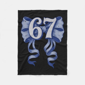 67 Coquette Bow 6 7 Meme Cute Toile Bow For Girls Fleece Blanket